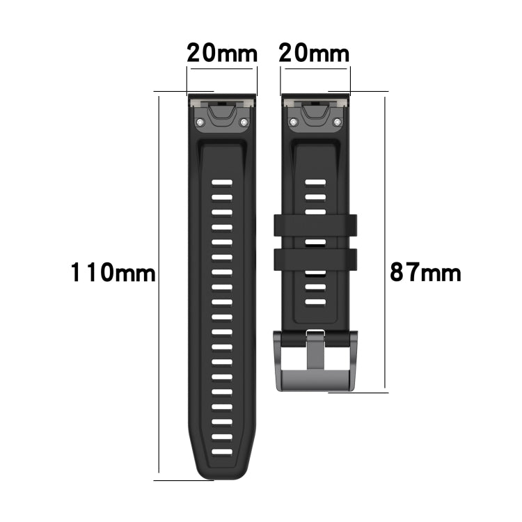 20mm Silicone Solid Color Watch Band, For Garmin Fenix 7S Solar
