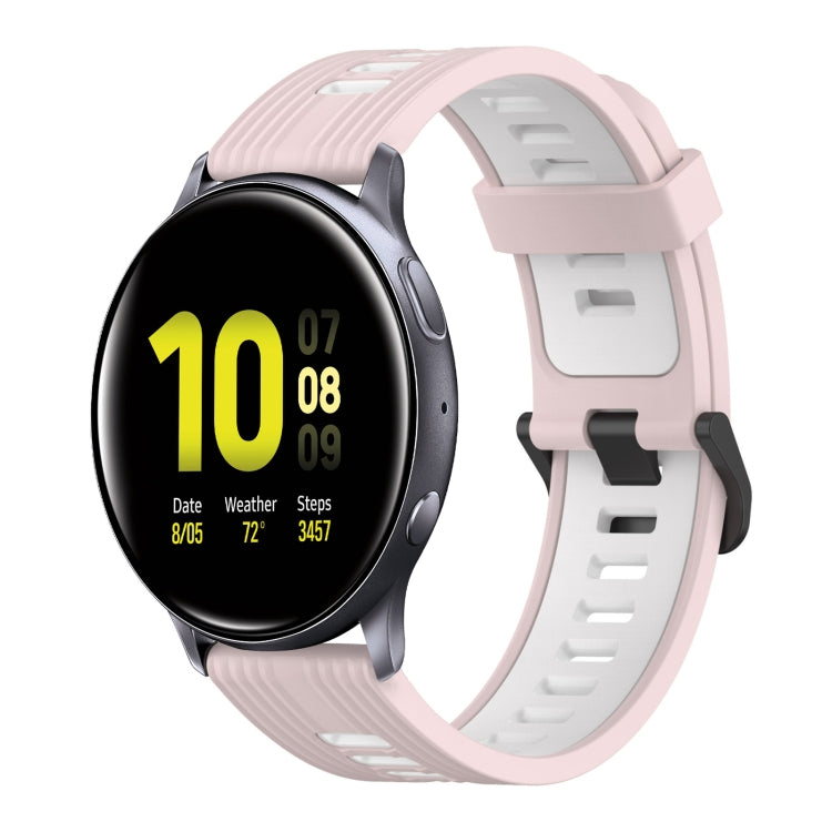 20mm Vertical Pattern Two-Color Silicone Watch Band, For Samsung Galaxy Watch Active 2 44mm, For Samsung Galaxy Watch Active 40mm