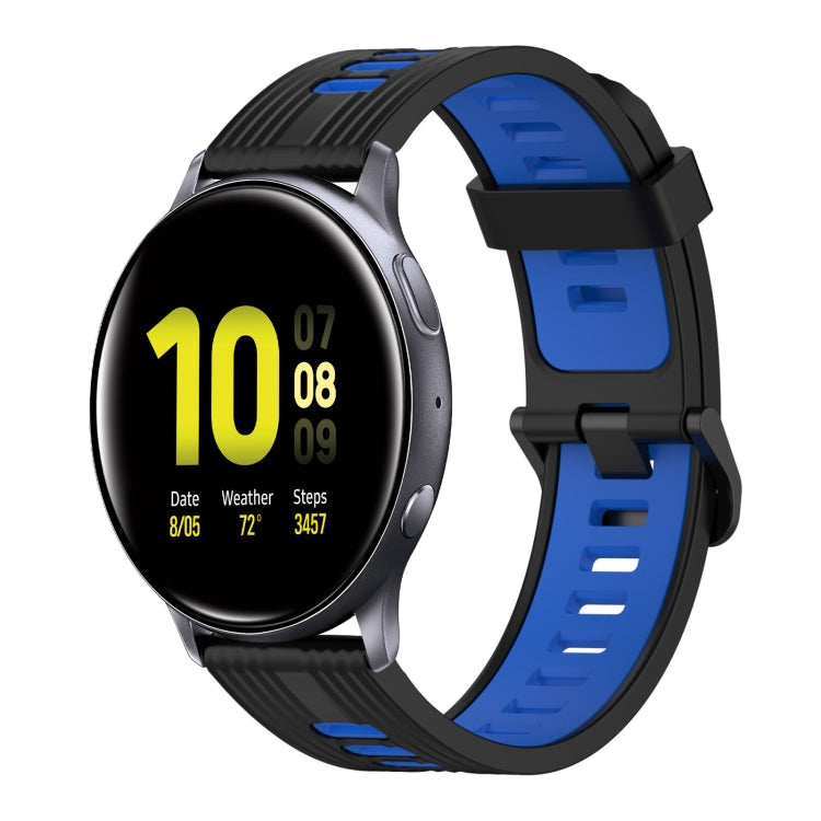 20mm Vertical Pattern Two-Color Silicone Watch Band, For Samsung Galaxy Watch Active 2 44mm, For Samsung Galaxy Watch Active 40mm