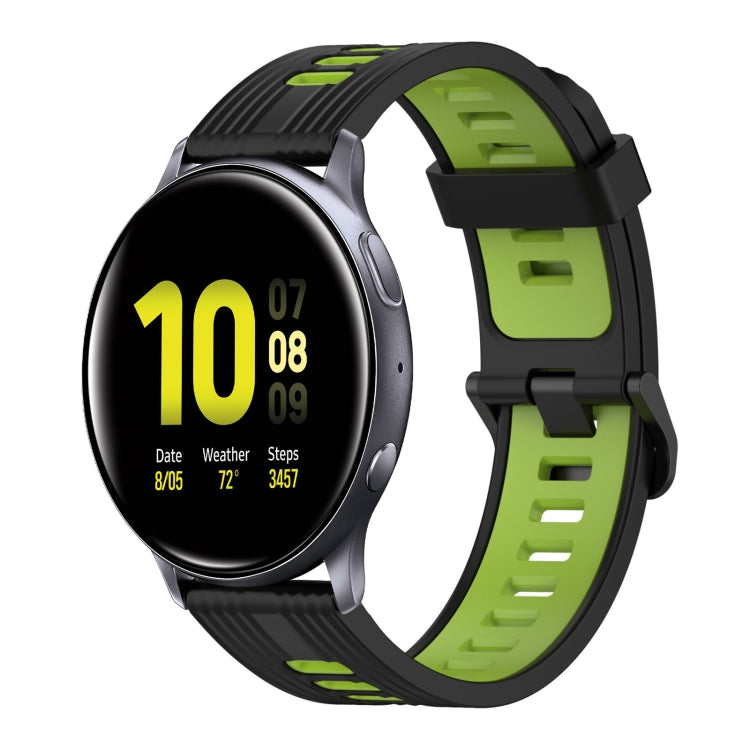 20mm Vertical Pattern Two-Color Silicone Watch Band, For Samsung Galaxy Watch Active 2 44mm, For Samsung Galaxy Watch Active 40mm
