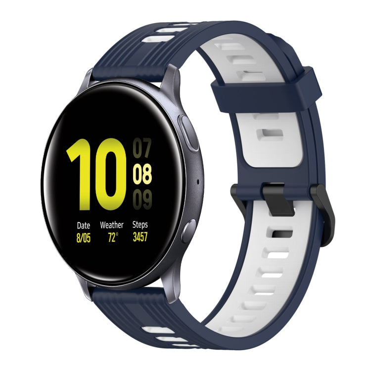 20mm Vertical Pattern Two-Color Silicone Watch Band, For Samsung Galaxy Watch Active 2 44mm, For Samsung Galaxy Watch Active 40mm