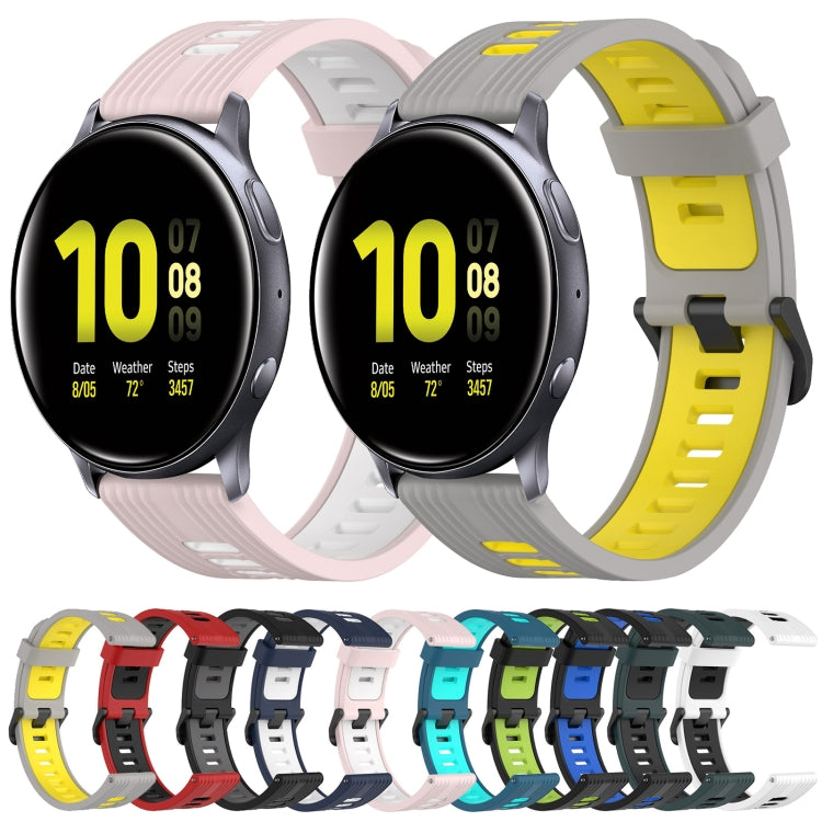 20mm Vertical Pattern Two-Color Silicone Watch Band, For Samsung Galaxy Watch Active 2 44mm, For Samsung Galaxy Watch Active 40mm
