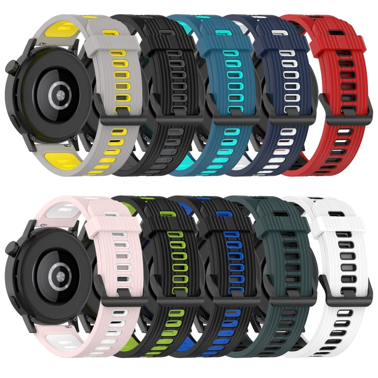 20mm Vertical Pattern Two-Color Silicone Watch Band, For Samsung Galaxy Watch Active 2 44mm, For Samsung Galaxy Watch Active 40mm