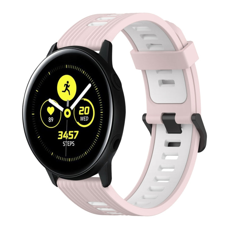 20mm Vertical Pattern Two-Color Silicone Watch Band, For Samsung Galaxy Watch Active 2 44mm, For Samsung Galaxy Watch Active 40mm