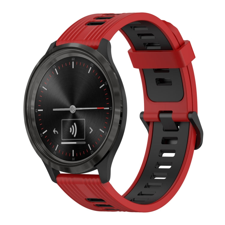 20mm Vertical Pattern Two-Color Silicone Watch Band, For GarminMove 3, For Garmin Vivomove Sport