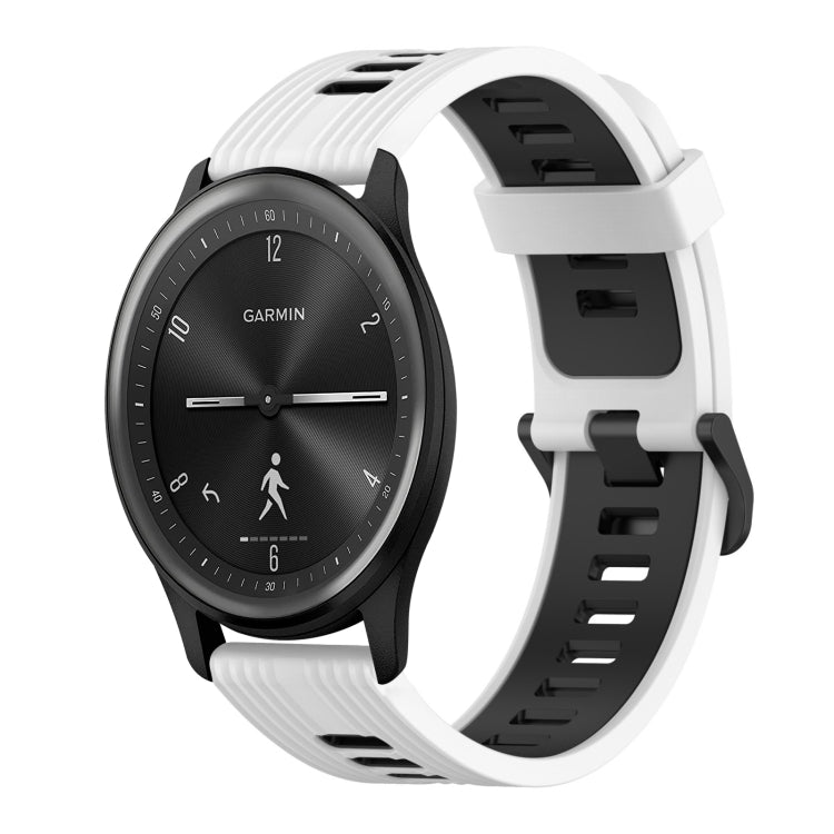20mm Vertical Pattern Two-Color Silicone Watch Band, For GarminMove 3, For Garmin Vivomove Sport