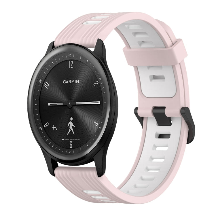 20mm Vertical Pattern Two-Color Silicone Watch Band, For GarminMove 3, For Garmin Vivomove Sport