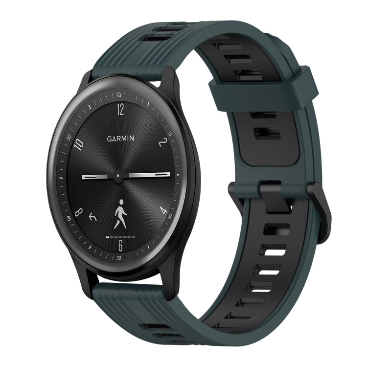20mm Vertical Pattern Two-Color Silicone Watch Band, For GarminMove 3, For Garmin Vivomove Sport