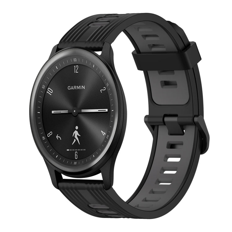 20mm Vertical Pattern Two-Color Silicone Watch Band, For GarminMove 3, For Garmin Vivomove Sport