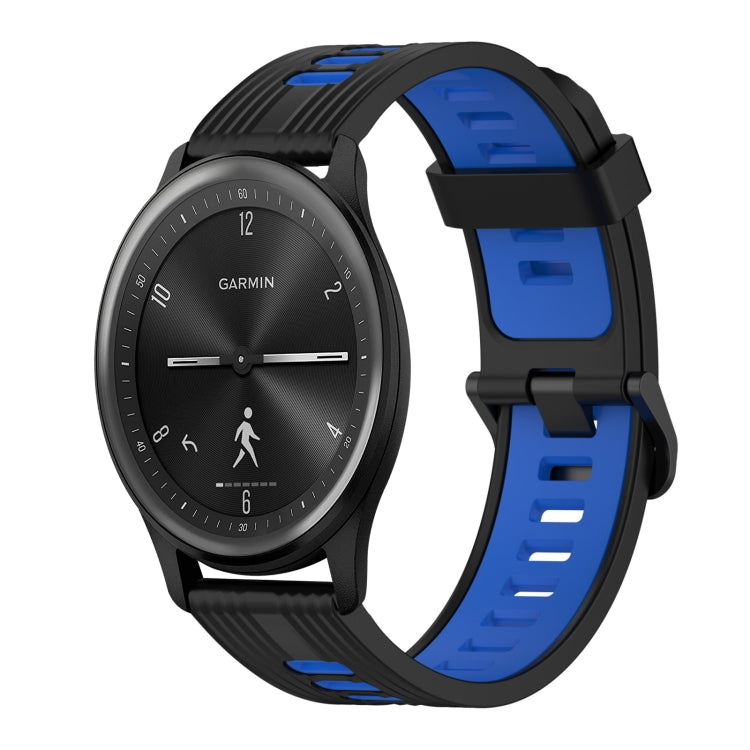 20mm Vertical Pattern Two-Color Silicone Watch Band, For GarminMove 3, For Garmin Vivomove Sport
