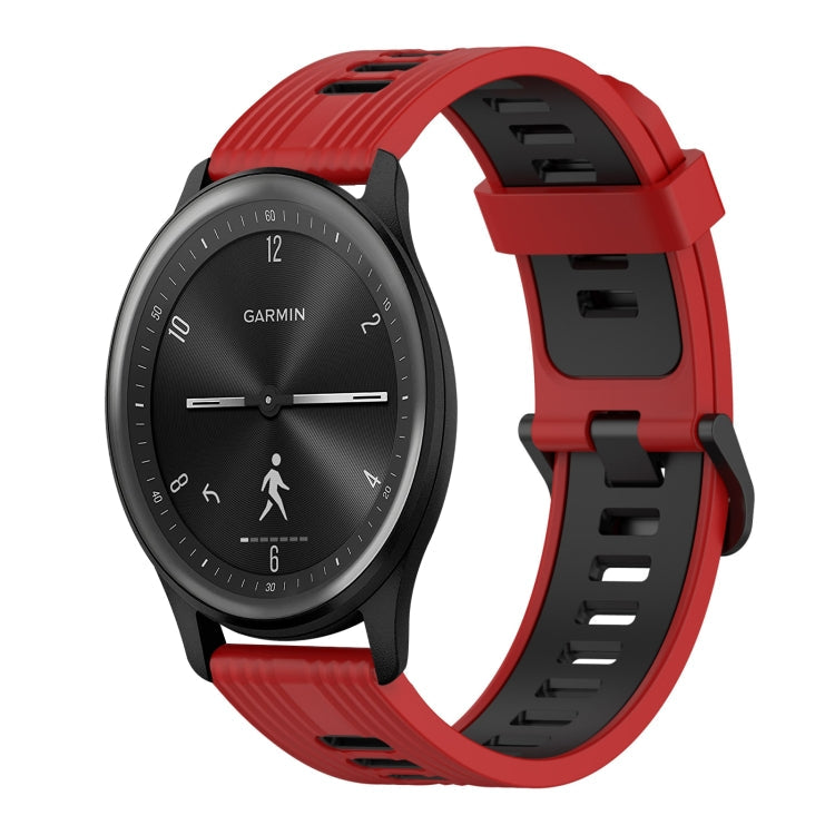 20mm Vertical Pattern Two-Color Silicone Watch Band, For GarminMove 3, For Garmin Vivomove Sport