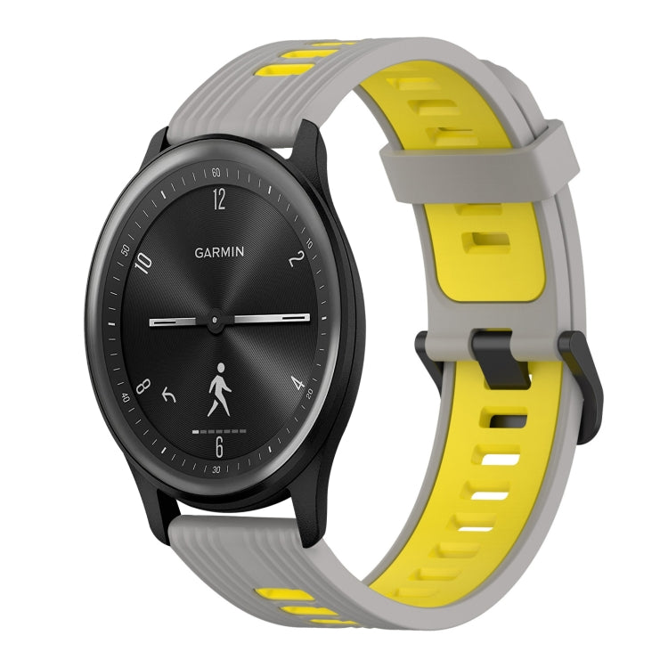 20mm Vertical Pattern Two-Color Silicone Watch Band, For GarminMove 3, For Garmin Vivomove Sport