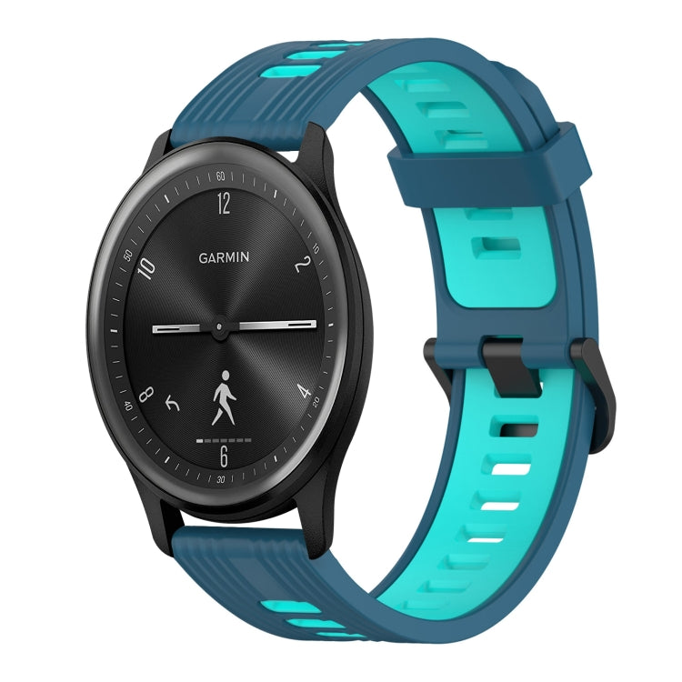 20mm Vertical Pattern Two-Color Silicone Watch Band, For GarminMove 3, For Garmin Vivomove Sport