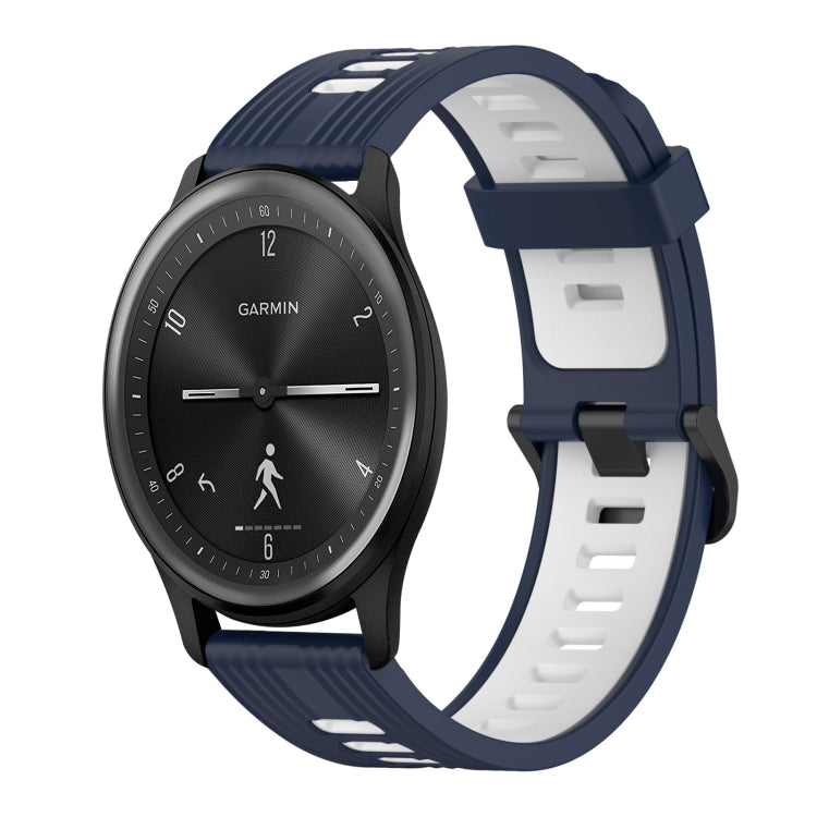 20mm Vertical Pattern Two-Color Silicone Watch Band, For GarminMove 3, For Garmin Vivomove Sport