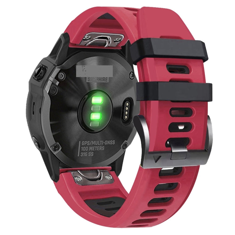 26mm Silicone Sports Two-Color Watch Band, For Garmin Fenix 6X Pro