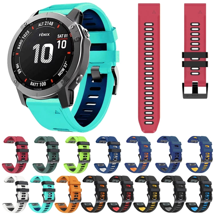 26mm Silicone Sports Two-Color Watch Band, For Garmin Fenix 6X Pro