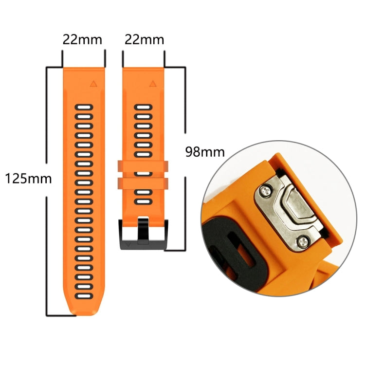 22mm Silicone Sports Two-Color Watch Band, For Garmin Fenix 6 Pro