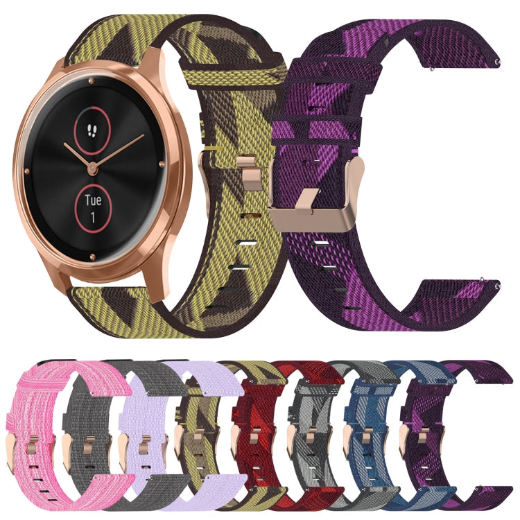 20mm Nylon Woven Watch Band, For Garmin VivoMove Luxe, For Garminmove Luxe, For Garmin VivoMove Style