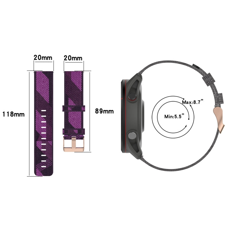 20mm Nylon Woven Watch Band, For Garmin VivoMove Luxe, For Garminmove Luxe, For Garmin VivoMove Style