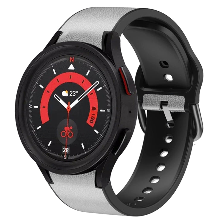 20mm Silicone Adhesive Leather Watch Band, For Samsung Galaxy Watch 5 40mm, For Samsung Galaxy Watch 5 44mm