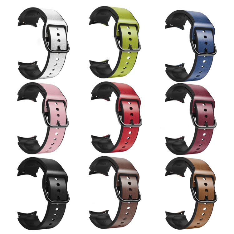 20mm Silicone Adhesive Leather Watch Band, For Samsung Galaxy Watch 5 40mm, For Samsung Galaxy Watch 5 44mm