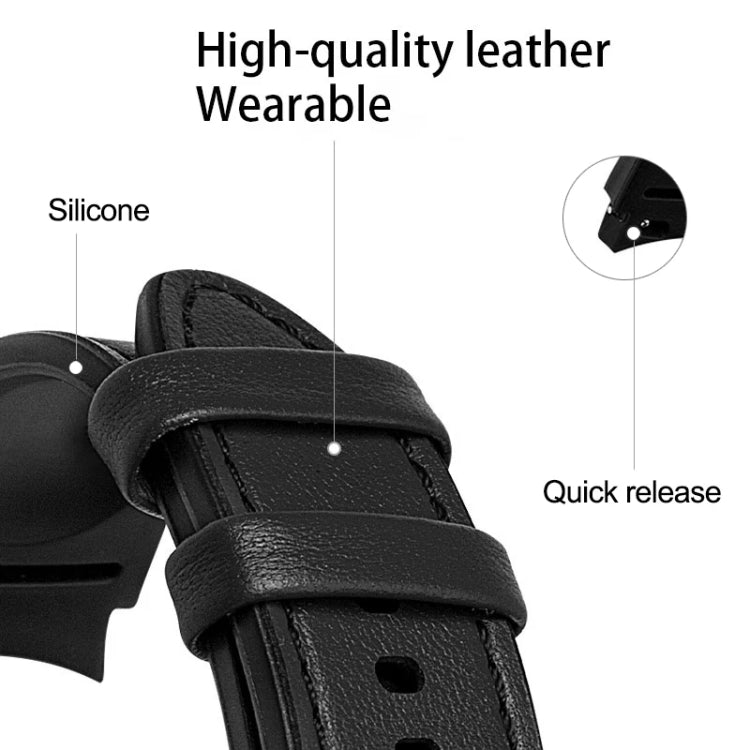 20mm Silicone Adhesive Leather Watch Band, For Samsung Galaxy Watch 5 40mm, For Samsung Galaxy Watch 5 44mm