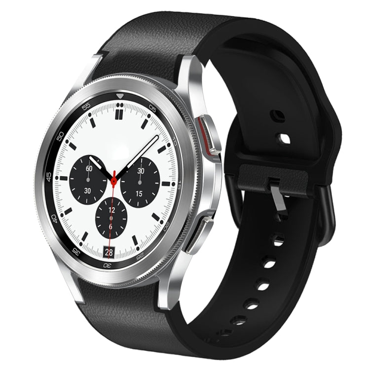 20mm Silicone Adhesive Leather Watch Band, For Samsung Galaxy Watch 4 Classic 42mm, For Samsung Galaxy Watch Active 2