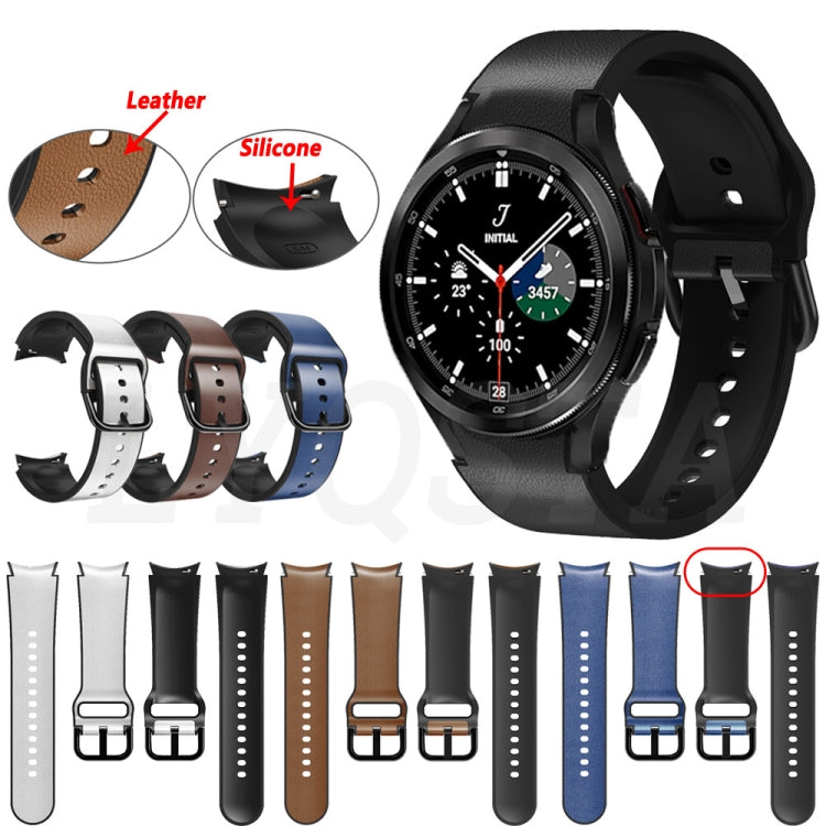 20mm Silicone Adhesive Leather Watch Band, For Samsung Galaxy Watch 4 Classic 42mm, For Samsung Galaxy Watch Active 2