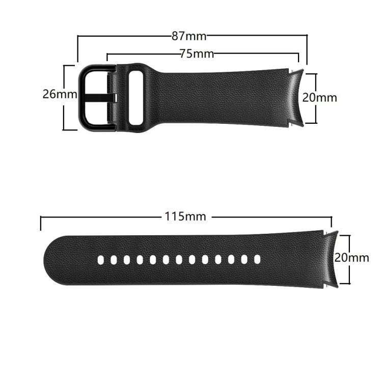20mm Silicone Adhesive Leather Watch Band, For Samsung Galaxy Watch 4 Classic 42mm, For Samsung Galaxy Watch Active 2