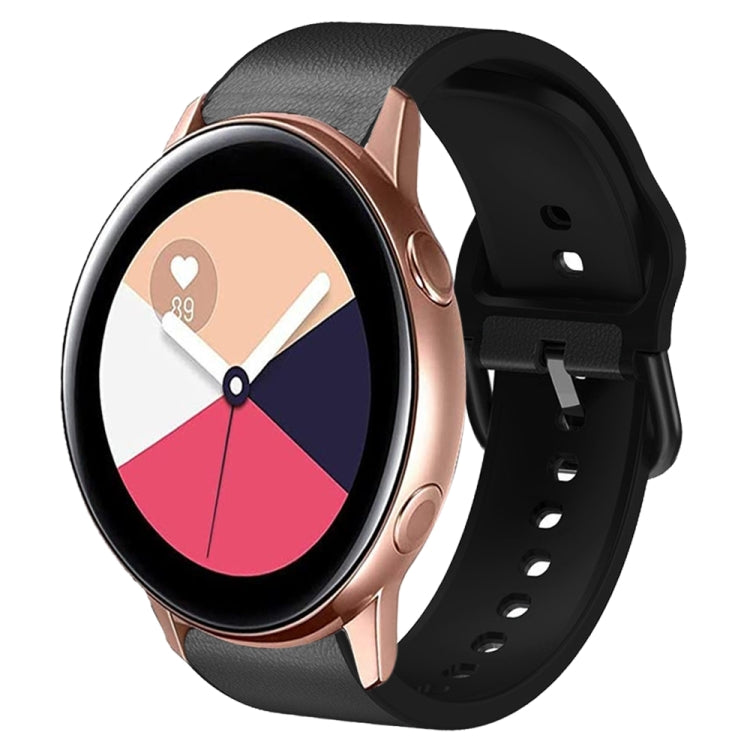 20mm Silicone Adhesive Leather Watch Band, For Samsung Galaxy Watch 4 Classic 42mm, For Samsung Galaxy Watch Active 2