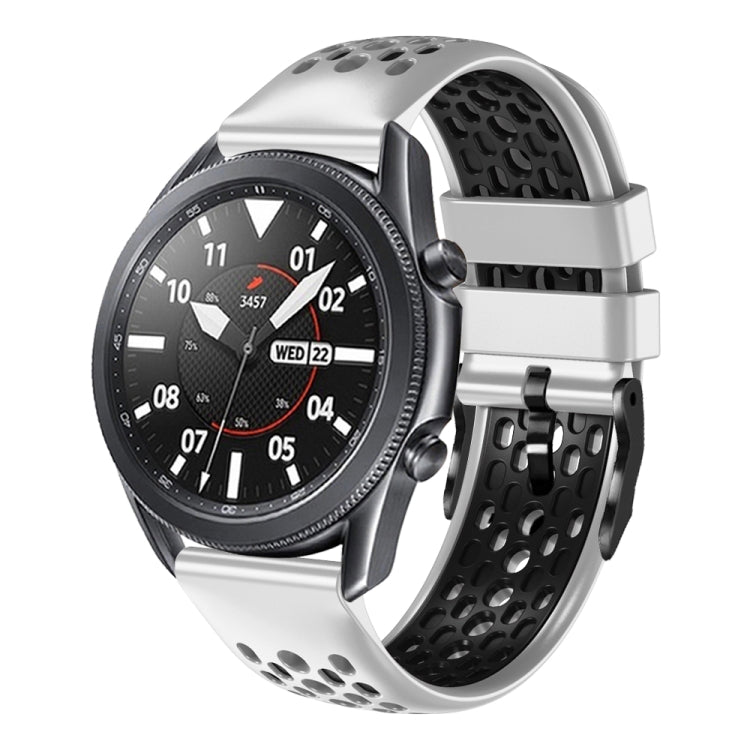 22mm Two-Color Breathable Silicone Watch Band, For Samsung Galaxy Watch3 45mm, For Samsung Galaxy Watch 46mm