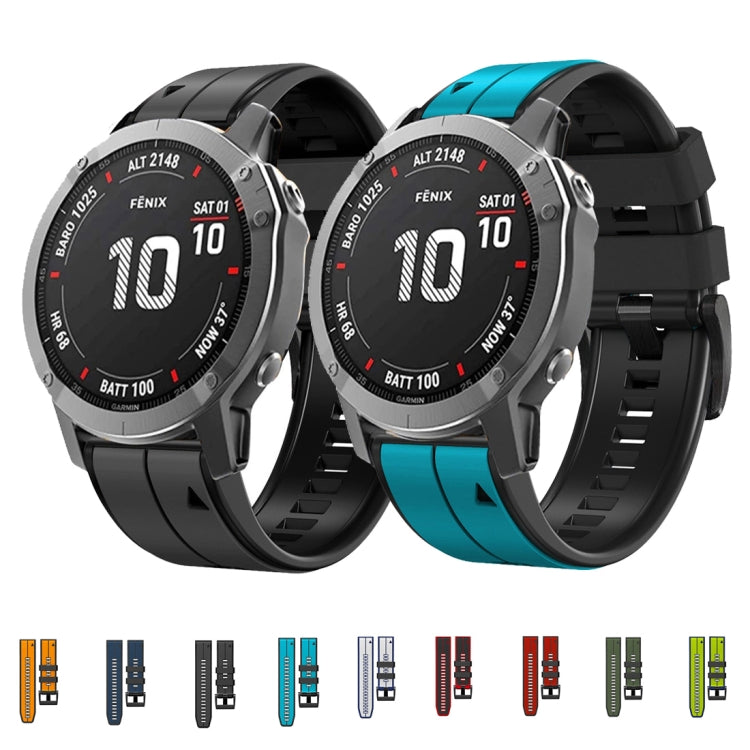 26mm Silicone Sports Two-Color Watch Band, For Garmin Fenix 7X, For Garmin Fenix 7X Solar