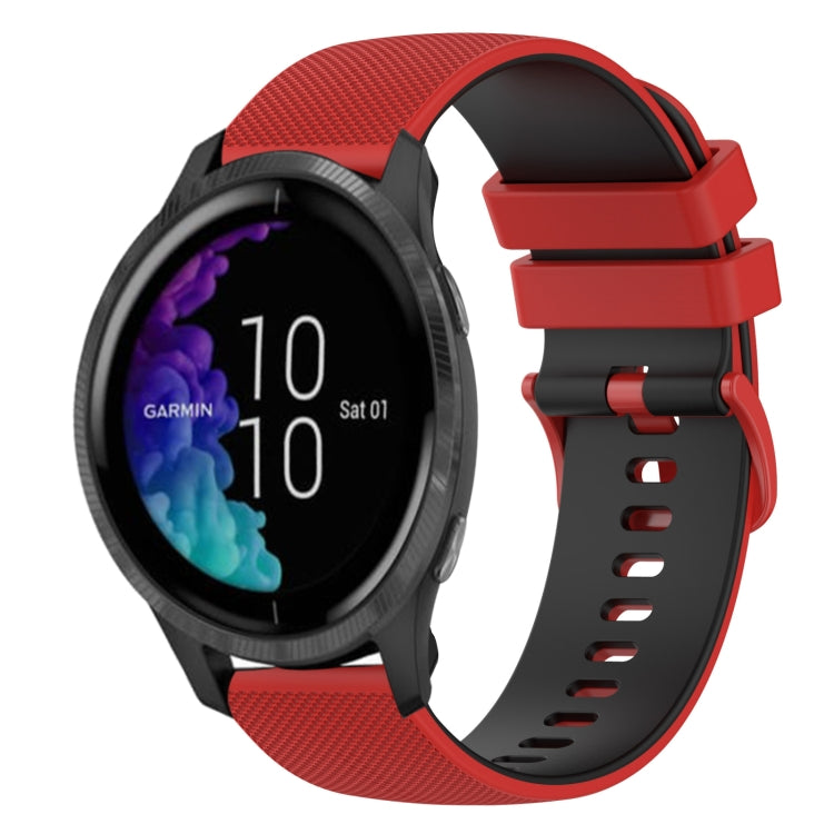 20mm Checkered Two-Color Silicone Watch Band, For Garmin Forerunner 55, For Garmin Venu