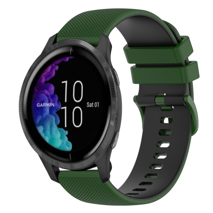 20mm Checkered Two-Color Silicone Watch Band, For Garmin Forerunner 55, For Garmin Venu