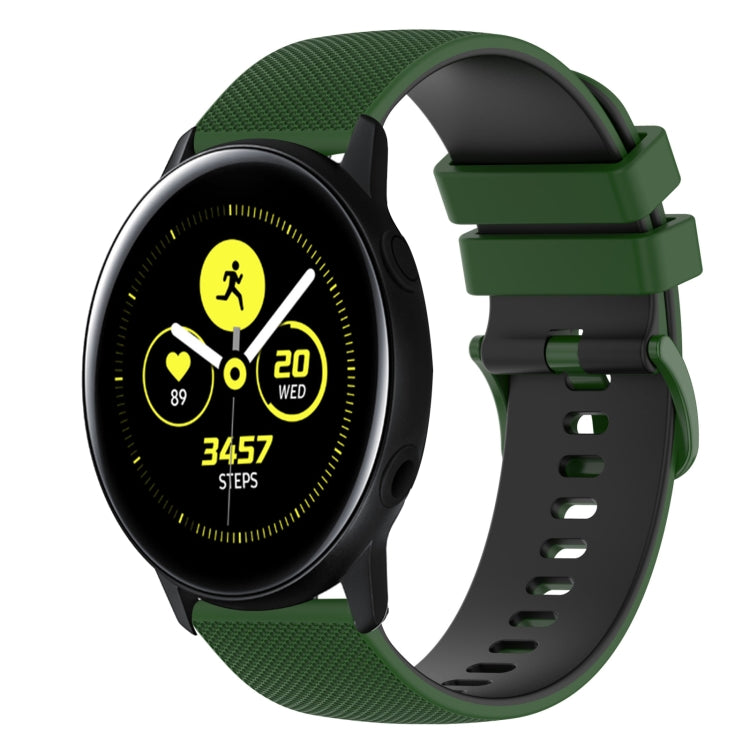 20mm Checkered Two-Color Silicone Watch Band, For Samsung Galaxy Watch Active2 40mm, For Samsung Galaxy Watch Active2 44mm