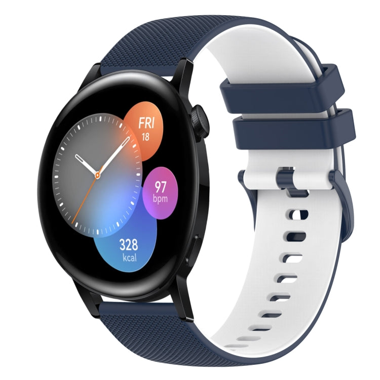 22mm Checkered Two-Color Silicone Watch Band, For Huawei Watch GT Runner, For Huawei Watch 3