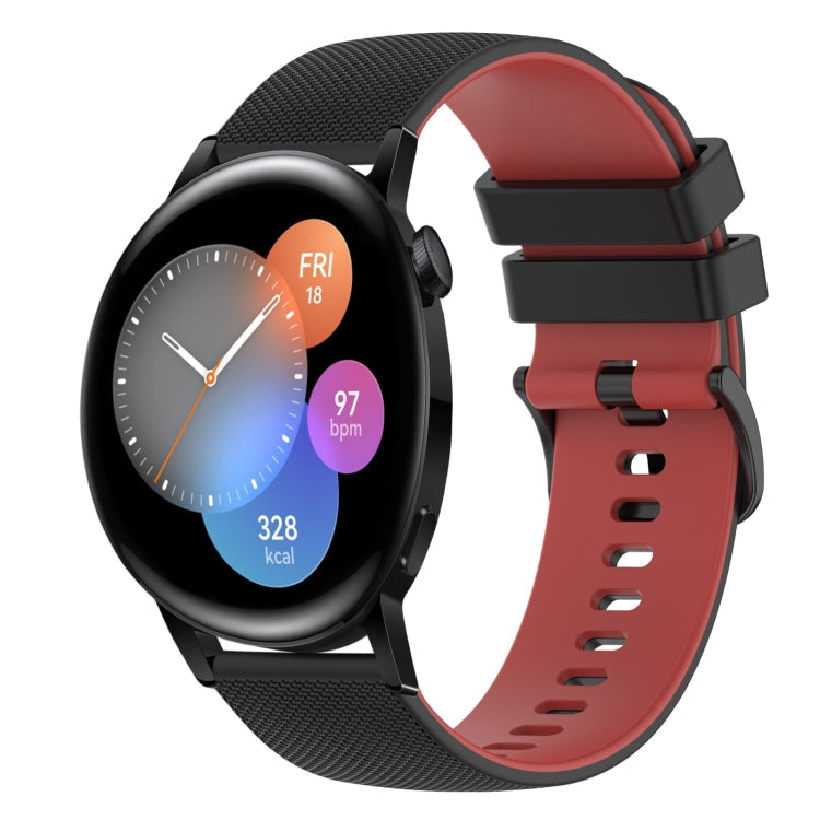 22mm Checkered Two-Color Silicone Watch Band, For Huawei Watch GT Runner, For Huawei Watch 3