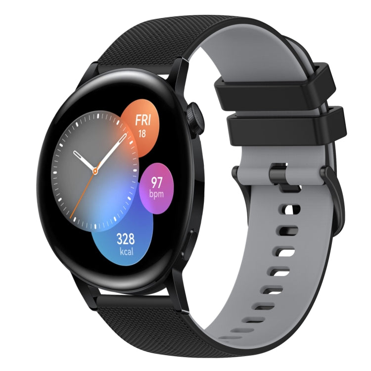 22mm Checkered Two-Color Silicone Watch Band, For Huawei Watch GT Runner, For Huawei Watch 3
