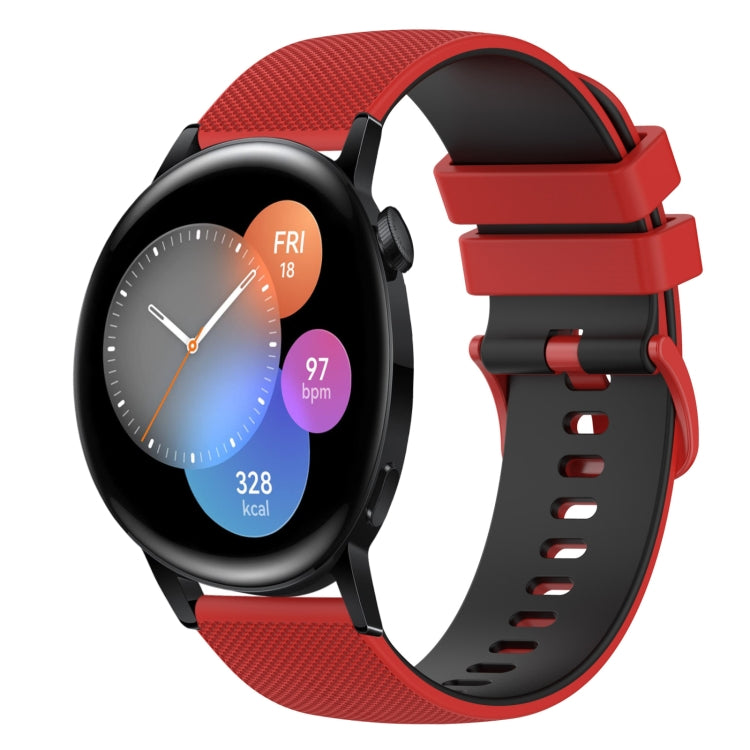 22mm Checkered Two-Color Silicone Watch Band, For Huawei Watch GT Runner, For Huawei Watch 3