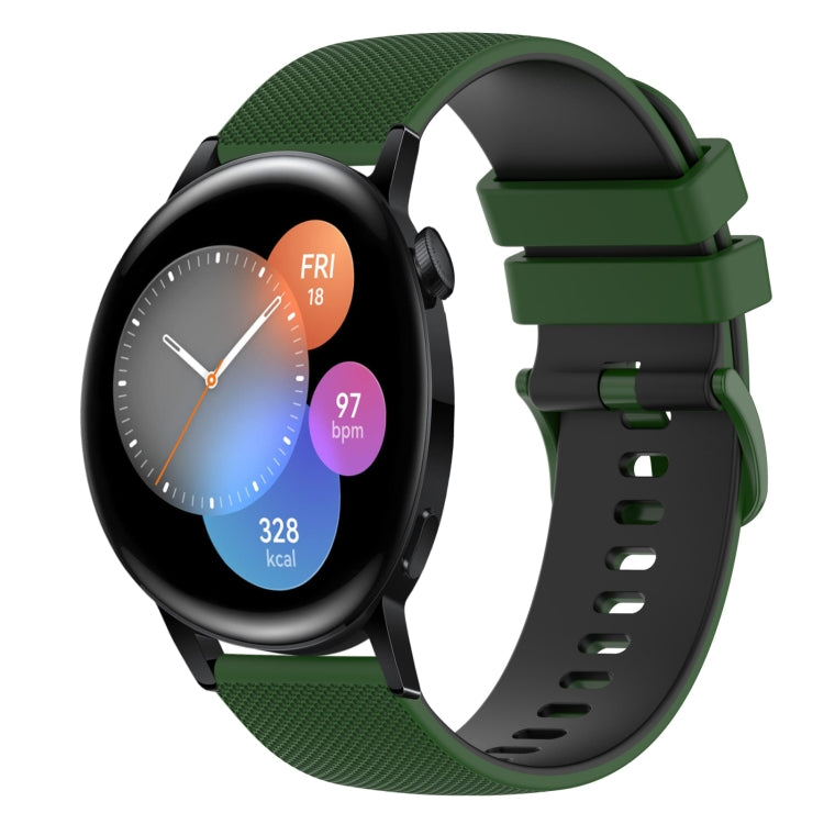 22mm Checkered Two-Color Silicone Watch Band, For Huawei Watch GT Runner, For Huawei Watch 3