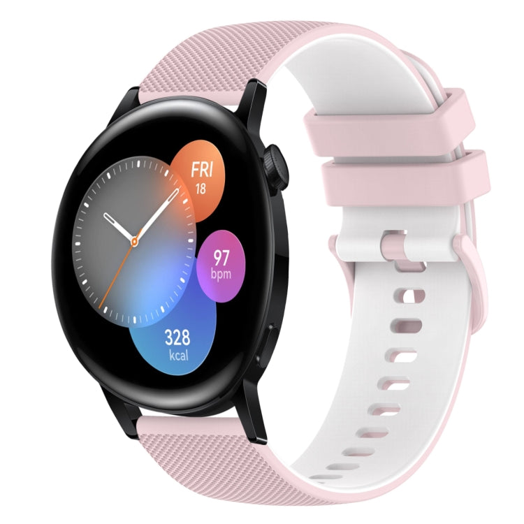 22mm Checkered Two-Color Silicone Watch Band, For Huawei Watch GT Runner, For Huawei Watch 3