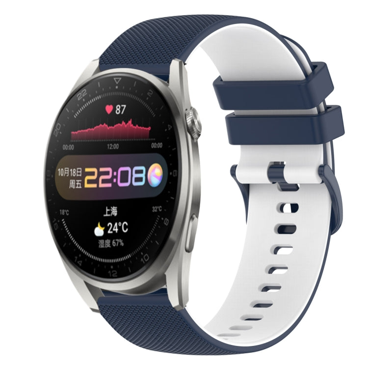 22mm Checkered Two-Color Silicone Watch Band, For Huawei Watch 3 Pro, For Huawei GT2 Pro