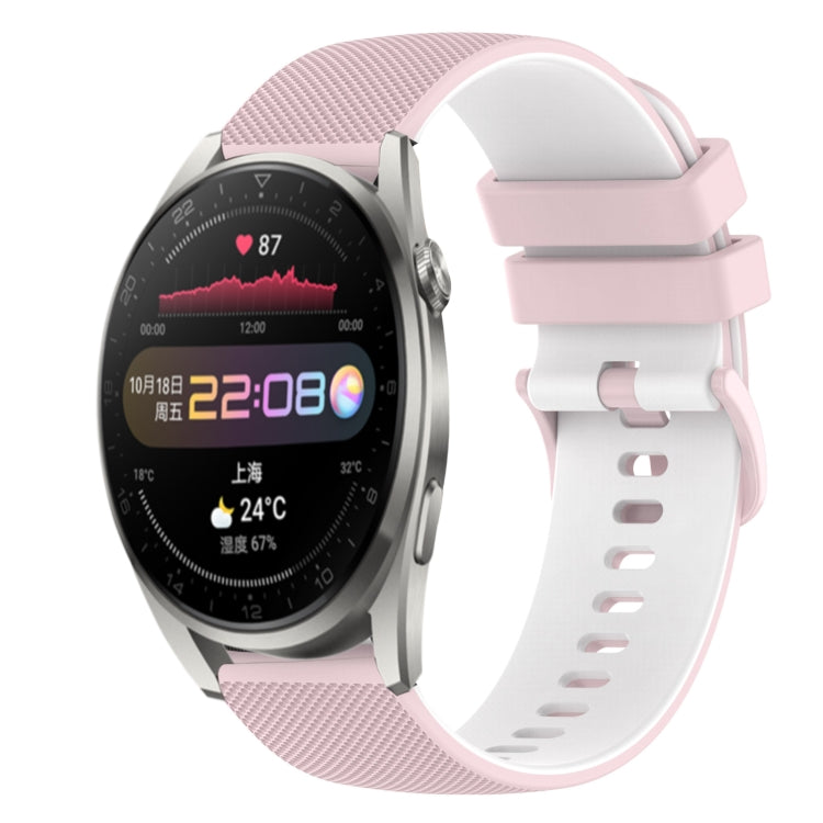 22mm Checkered Two-Color Silicone Watch Band, For Huawei Watch 3 Pro, For Huawei GT2 Pro