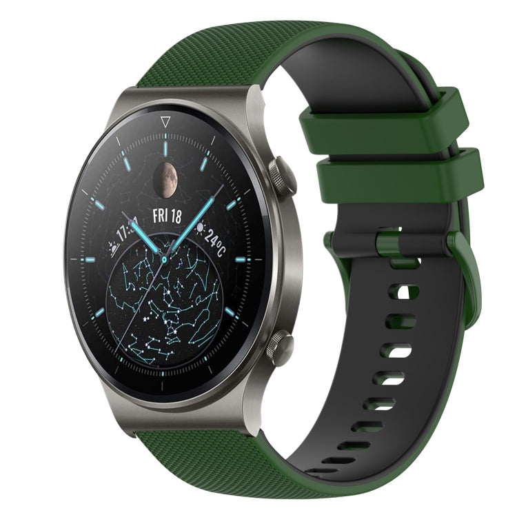22mm Checkered Two-Color Silicone Watch Band, For Huawei Watch 3 Pro, For Huawei GT2 Pro