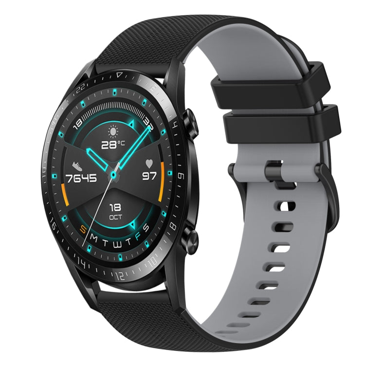22mm Checkered Two-Color Silicone Watch Band, For Huawei Watch GT 2E, For Huawei GT2 46mm