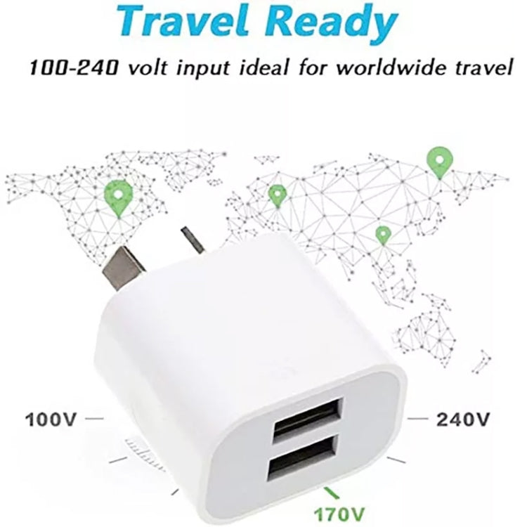 Mini Dual Port USB Charger with USB to Micro USB Data Cable, AU Plug, AU Plug + Micro USB Cable