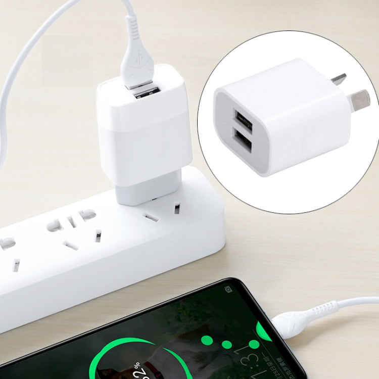 Mini Dual Port USB Charger with USB to Micro USB Data Cable, AU Plug, AU Plug + Micro USB Cable
