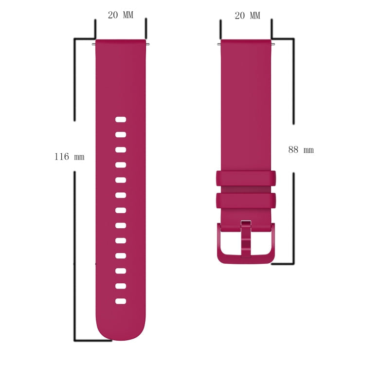 20mm Solid Color Soft Silicone Watch Band, For Garmin Venu SQ, For Garmin Vivomove 3