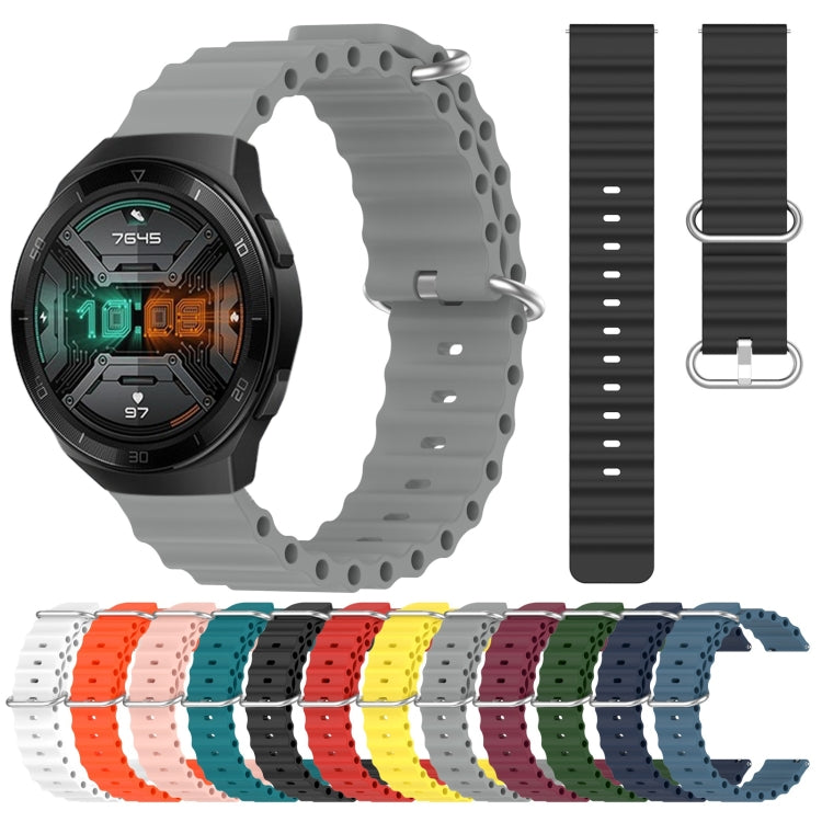 22mm Ocean Style Silicone Solid Color Watch Band, For Huawei Watch GT 2E, For Huawei GT2 46mm