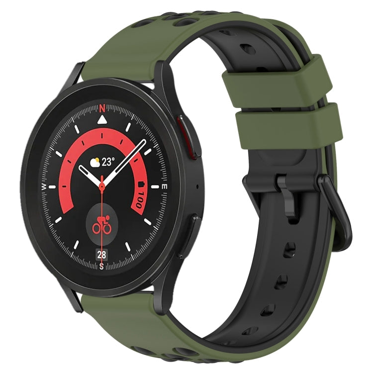 20mm Two-Color Porous Silicone Watch Band, For Samsung Galaxy Watch5 Pro 45mm, For Samsung Galaxy Watch4 44mm